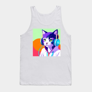 Cat in HeadPhones Tank Top